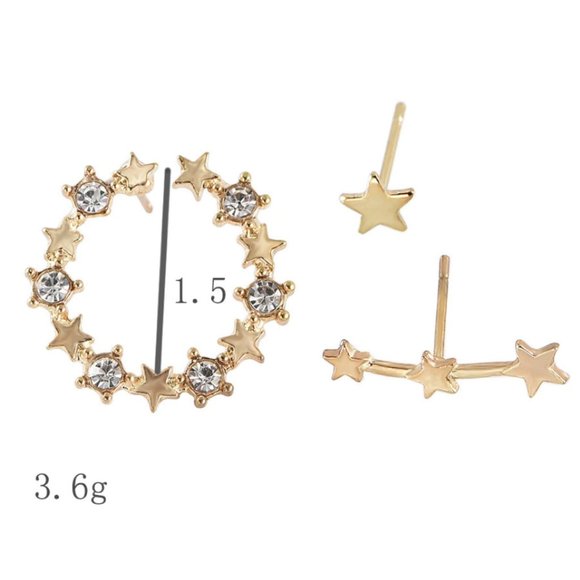 Star Stud and Star Hoop Earrings Set - Picture 1 of 2